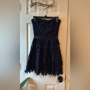 Romeo & Juliet Couture Navy Strapless Dress